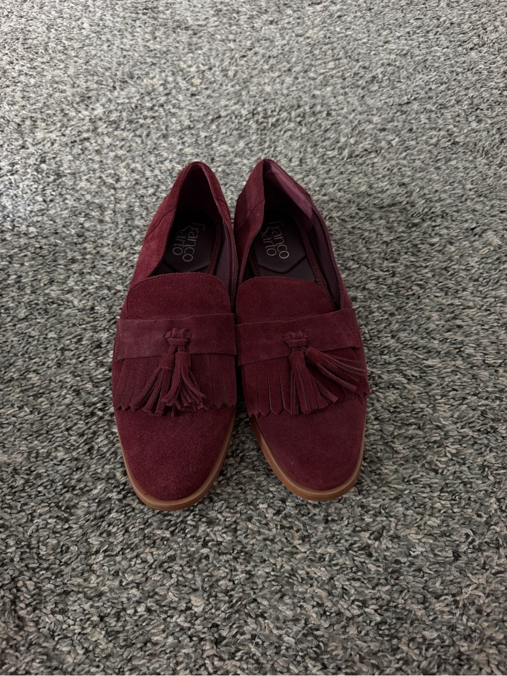 Franco Sarto Jolie Suede Tassel Loafers – Burgundy